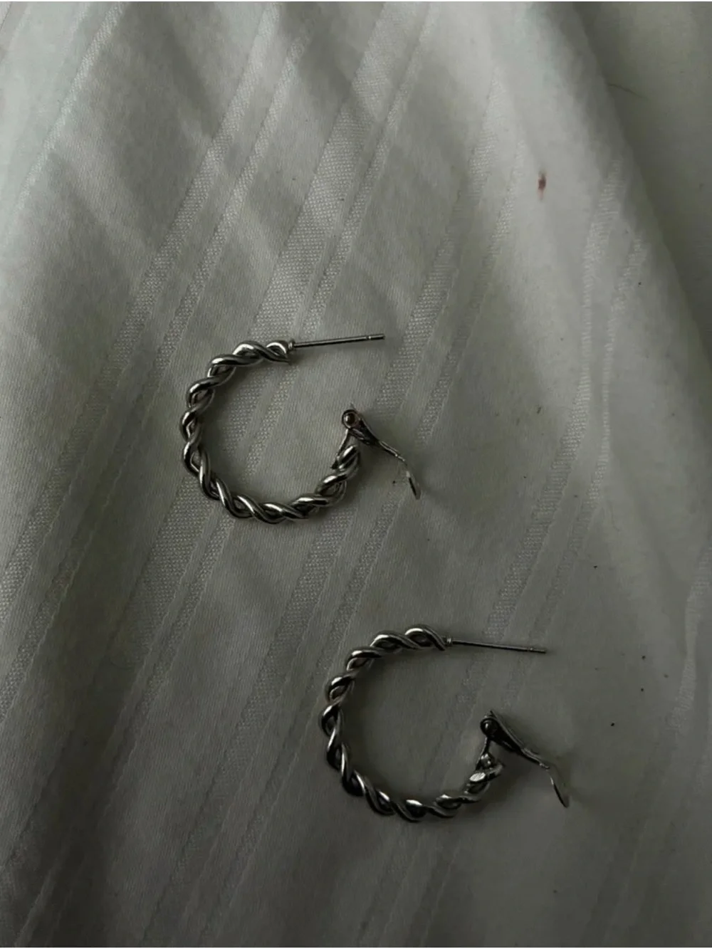 Mini Silver Thick Twisted Hoops